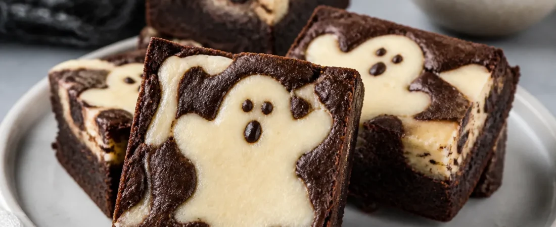 Ghost Cheesecake Brownies – Fudgy Brownies With Creamy Ghost Toppers