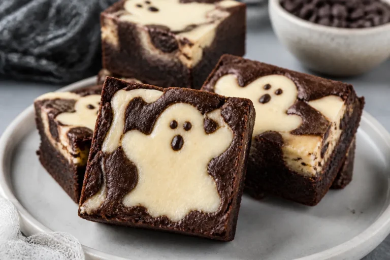 Ghost Cheesecake Brownies – Fudgy Brownies With Creamy Ghost Toppers