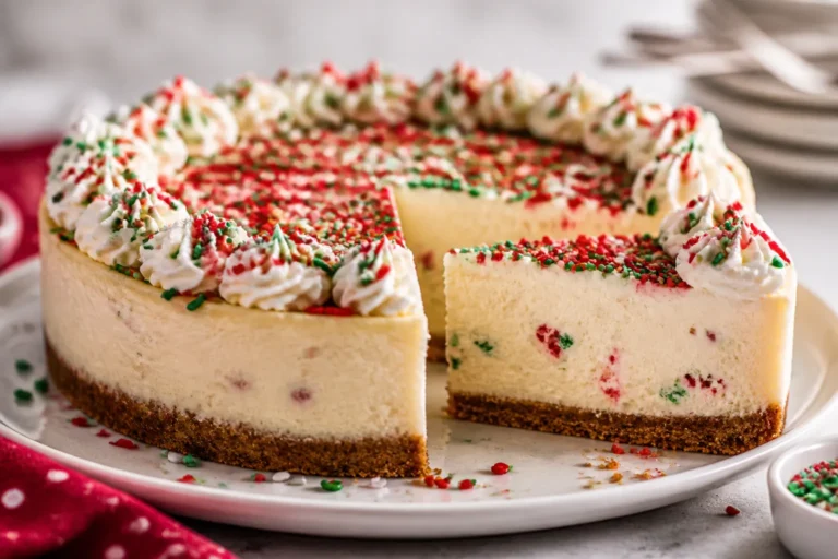 Christmas Sprinkle Cheesecake – A Festive, No-Fuss Holiday Dessert