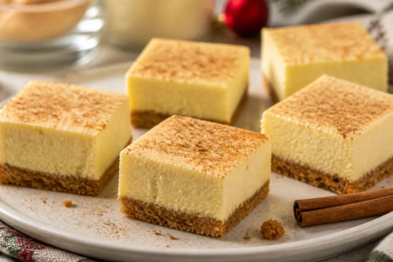 Eggnog Cheesecake Bars – Creamy, Festive, and Easy to Share
