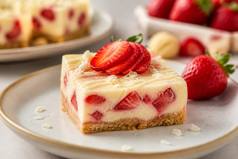 White Chocolate Strawberry Cheesecake Bars – Creamy, Fruity, and Easy to Share