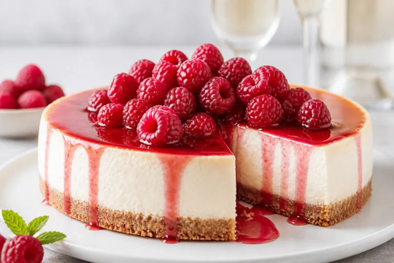 Raspberry Champagne Cheesecake – A Light, Festive Dessert