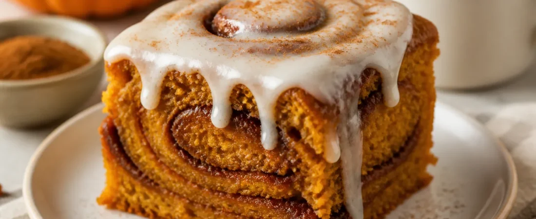 Pumpkin Cinnamon Roll Cake – Cozy, Swirled, and Perfect for Fall