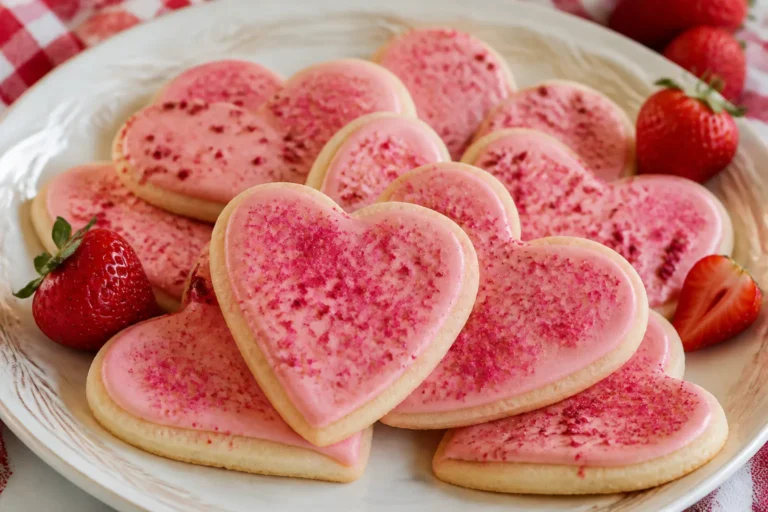 Strawberry Heart-Shaped Sugar Cookies – Sweet, Tender, and Perfect for Sharing