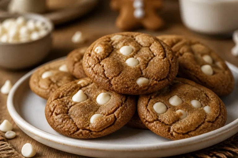 Gingerbread White Chocolate Chip Cookies – Soft, Spiced, and Comforting